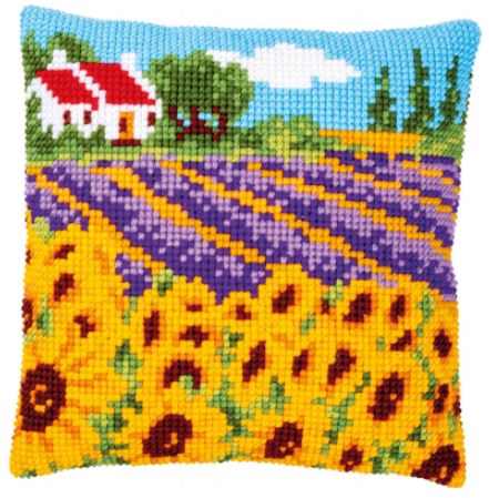click here to view larger image of Sunflower Field Cushion (counted canvas kit)