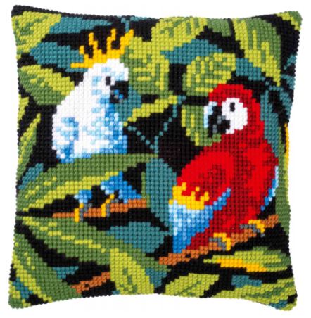 click here to view larger image of Tropical Birds Cushion (counted canvas kit)
