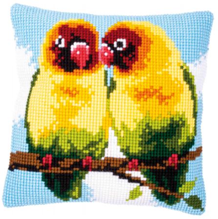 click here to view larger image of Lovebirds Cushion (counted canvas kit)