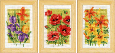 click here to view larger image of Miniature Sun Flowers (Set of 3) (counted cross stitch kit)