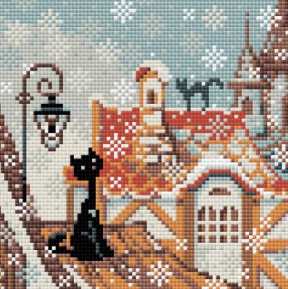 click here to view larger image of City and Cats Winter (Diamond Embroidery)
