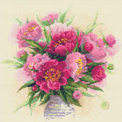 click here to view larger image of Peonies in a Vase (Diamond Embroidery)