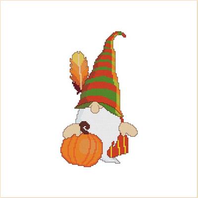 click here to view larger image of Thanksgiving Gnome with Feather and Pumpkin (chart)