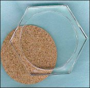 click here to view larger image of Hexagonal Acrylic Paperweight or Coaster w/Cork Backing (accessory)