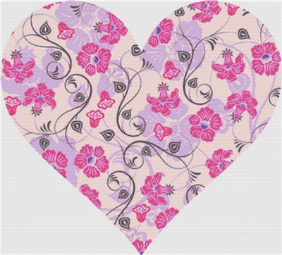 click here to view larger image of Purple and Pink Floral Heart (chart)