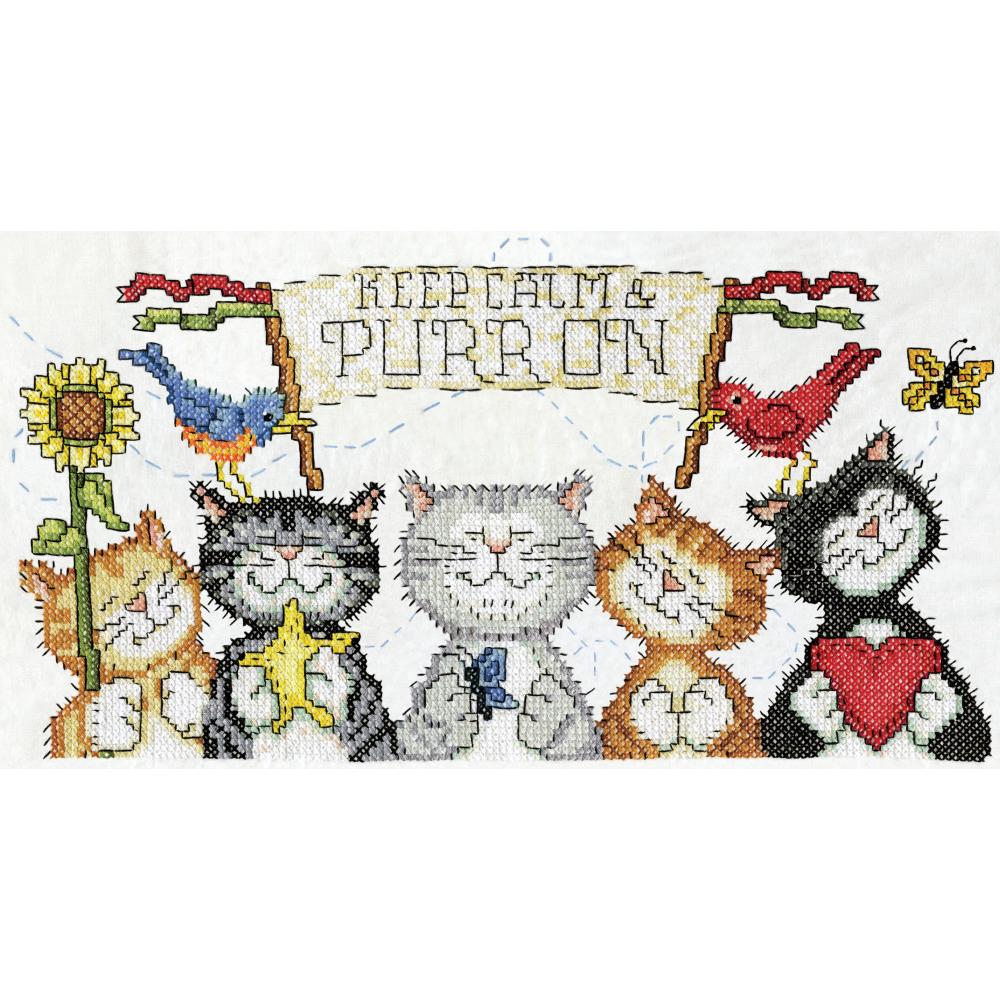 click here to view larger image of Purr On (stamped cross stitch)