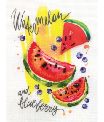 click here to view larger image of Watermelon and Blueberry (stamped cross stitch kit)