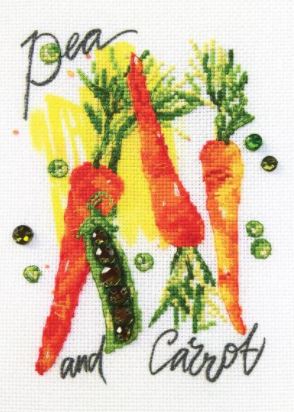 click here to view larger image of Pea and Carrot (stamped cross stitch kit)