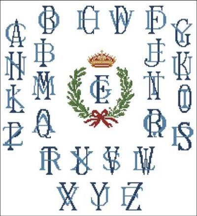 click here to view larger image of Alphabets - Antique Monogram Crown Emblem (chart)