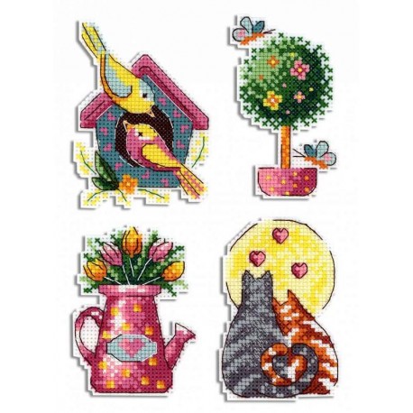click here to view larger image of Seasons - Spring Magnets (counted cross stitch kit)