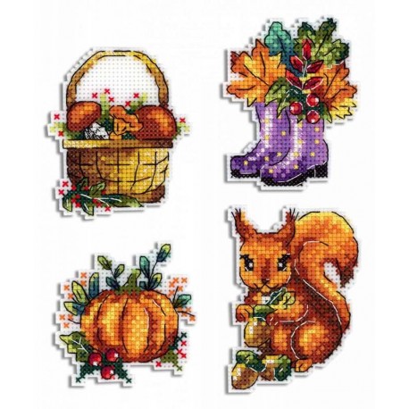 click here to view larger image of Seasons - Autumn Magnets (counted cross stitch kit)