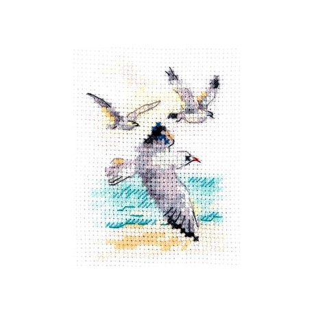 click here to view larger image of Wind from the Sea - Seagulls (counted cross stitch kit)