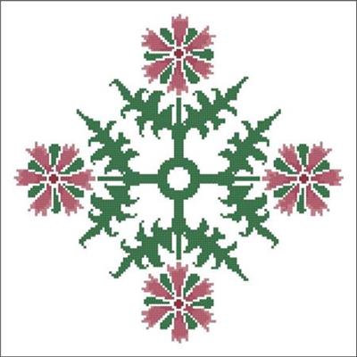 click here to view larger image of Floral Ornamental 059 Berry Red and Green (chart)