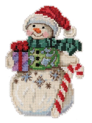 click here to view larger image of Snowman w/Candy Cane 2021 (counted cross stitch kit)