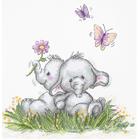 click here to view larger image of Elephant Couple (counted cross stitch kit)