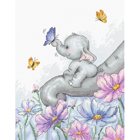 click here to view larger image of Elephant w/Butterfly (counted cross stitch kit)