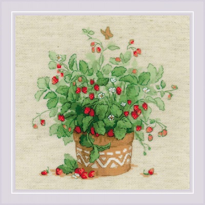 click here to view larger image of Strawberries in a Pot (counted cross stitch kit)
