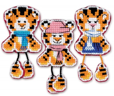 click here to view larger image of Tiger Cubs - Magnets (counted cross stitch kit)
