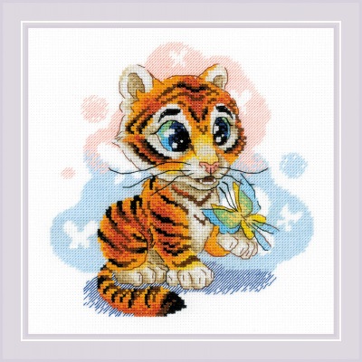click here to view larger image of Curious Little Tiger (counted cross stitch kit)