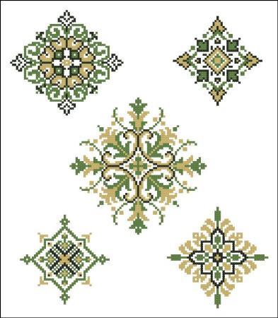 click here to view larger image of Geometric Medallions Green Gold (chart)