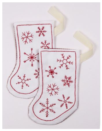 click here to view larger image of Snowflake Stockings - Redwork (counted cross stitch kit)