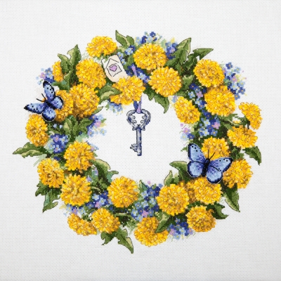 click here to view larger image of Dandelion Wreath (counted cross stitch kit)