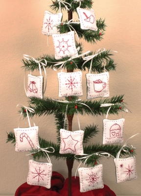 click here to view larger image of Redwork Susan Branch Ornaments (12 pcs.) (embroidery kit)