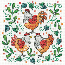 click here to view larger image of Three French Hens - Karen Carter Collection (counted cross stitch kit)