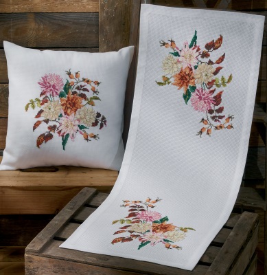 click here to view larger image of Dahlia Table Runner (right) (counted cross stitch kit)