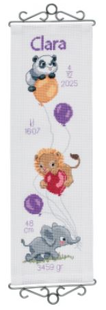 click here to view larger image of Clara Bell Pull - Birth Announcement (counted cross stitch kit)