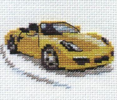 click here to view larger image of Yellow Sport Car (counted cross stitch kit)