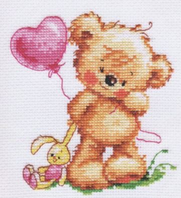 click here to view larger image of Lovely Teddy Bear (counted cross stitch kit)