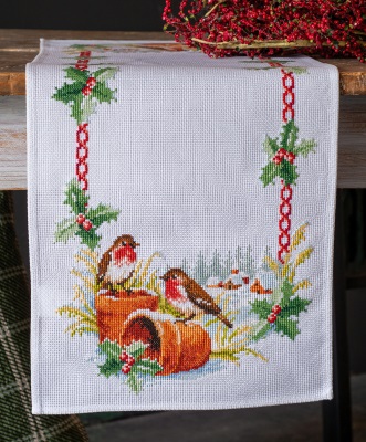 click here to view larger image of Robins in Winter - Table Runner (counted cross stitch kit)