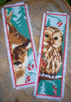click here to view larger image of Owl and Deer Bookmarks (counted cross stitch kit)