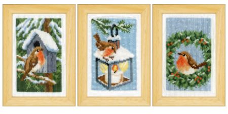 click here to view larger image of Miniature Robins in Winter (counted cross stitch kit)