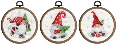 click here to view larger image of Christmas Gnomes Miniature (Set of 3) (counted cross stitch kit)