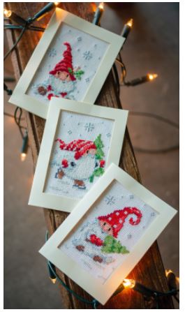 click here to view larger image of Christmas Gnomes Greeting Cards (Set of 3) (counted cross stitch kit)