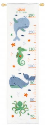 click here to view larger image of Whales Fun Growth Chart (counted cross stitch kit)