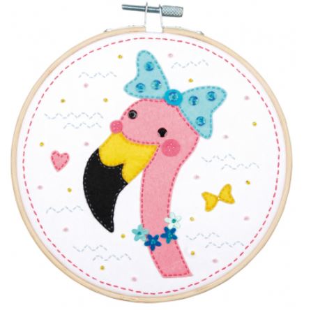click here to view larger image of Craft Kit w/Felt - Flamingo  (felt applique/needle felting)