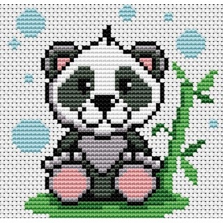 click here to view larger image of Panda with Bamboo (counted cross stitch kit)