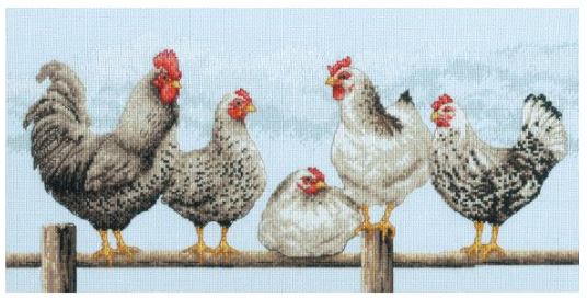 click here to view larger image of Black and White Hens (counted cross stitch kit)