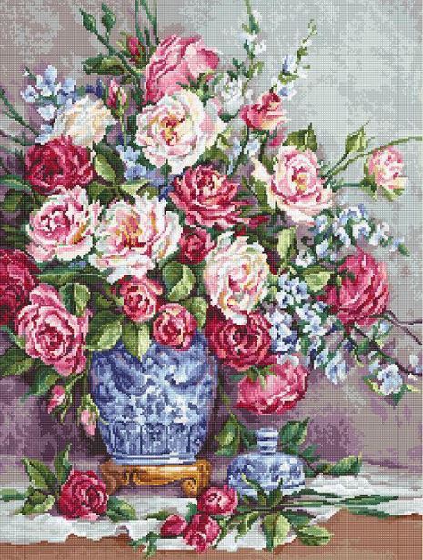 click here to view larger image of Her Majesty’s Roses (counted cross stitch kit)