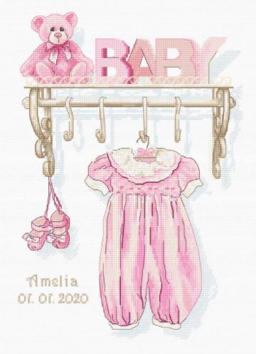 click here to view larger image of Baby Girl Birth (counted cross stitch kit)