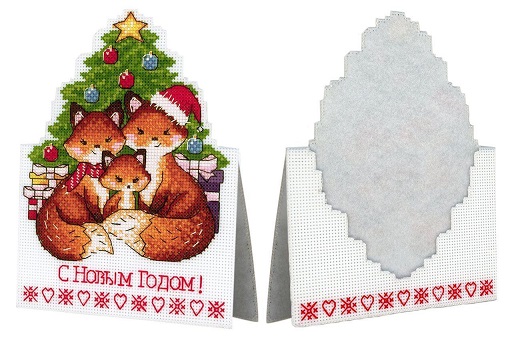 click here to view larger image of Christmas Foxes P-692 (counted cross stitch kit)