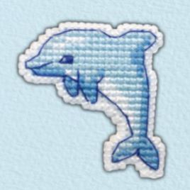 click here to view larger image of Badge - Dolphin (counted cross stitch kit)