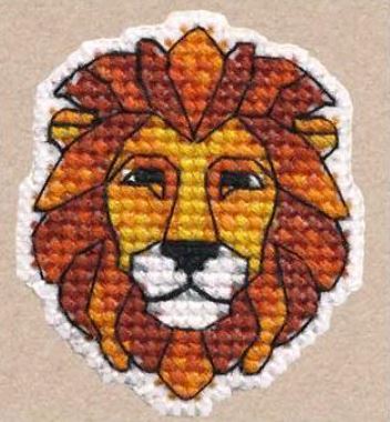 click here to view larger image of Badge - Lion (counted cross stitch kit)
