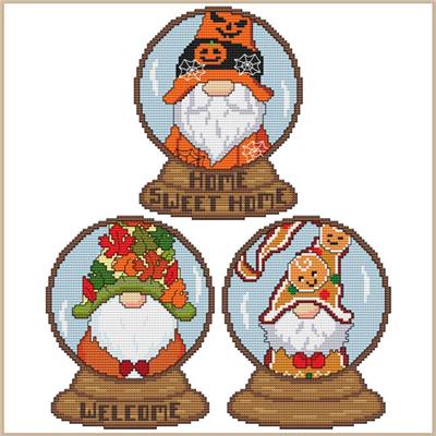 click here to view larger image of Monthly Gnome Snow Globes - October November December (chart)