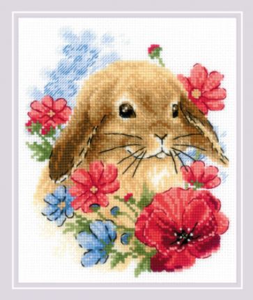 click here to view larger image of Bunny in Flowers (counted cross stitch kit)