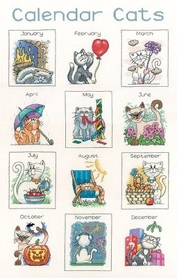 click here to view larger image of Calendar Cats (counted cross stitch kit)