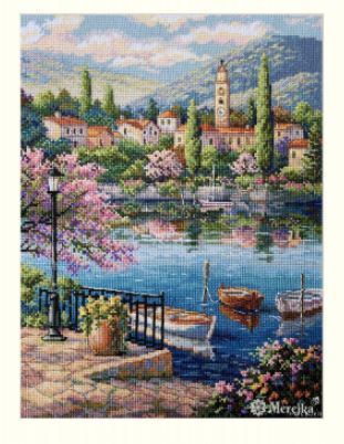 click here to view larger image of Village Lake Afternoon (counted cross stitch kit)